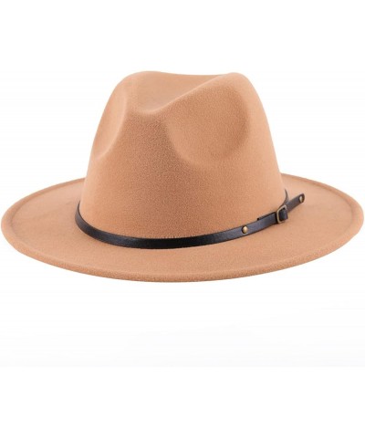 Fedora Hats for Men Fashion Unisex Elegant Felt Lady Belt Buckle Wide Brim Top Hat Casual Women Jazz Cowboy Cap Green $14.47 ...