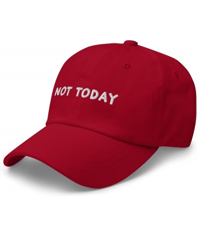 Not Today Embroidered Baseball Cap Cotton Unisex Funny Sarcastic Hat Adjustable Minimalist Dad Hat Cranberry $19.86 Baseball ...