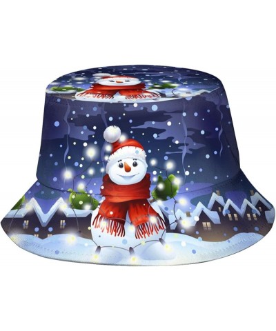 Christmas Snowflake Snowman Bucket Hat for Women Men Fashion Summer Beach Hat Packable Outdoor Xmas Sun Hat Fisherman Hat Chr...