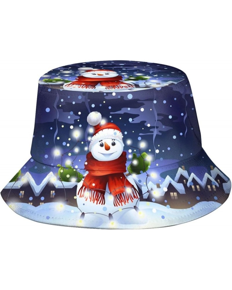 Christmas Snowflake Snowman Bucket Hat for Women Men Fashion Summer Beach Hat Packable Outdoor Xmas Sun Hat Fisherman Hat Chr...