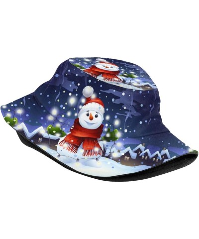 Christmas Snowflake Snowman Bucket Hat for Women Men Fashion Summer Beach Hat Packable Outdoor Xmas Sun Hat Fisherman Hat Chr...