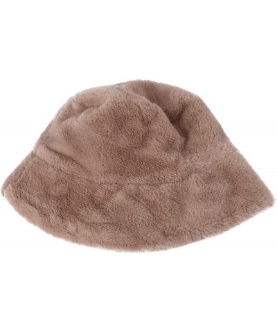 Winter Bucket Hat Women Furry Fur Bucket Hat Fisherman Hat Warm Hats Casual Outdoor Bucket Hat Khaki $7.64 Bucket Hats