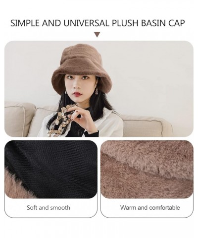 Winter Bucket Hat Women Furry Fur Bucket Hat Fisherman Hat Warm Hats Casual Outdoor Bucket Hat Khaki $7.64 Bucket Hats