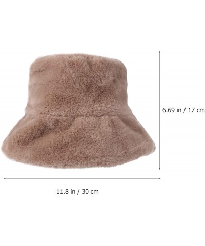 Winter Bucket Hat Women Furry Fur Bucket Hat Fisherman Hat Warm Hats Casual Outdoor Bucket Hat Khaki $7.64 Bucket Hats