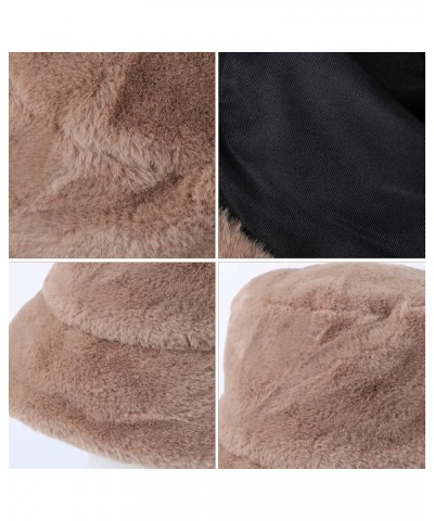 Winter Bucket Hat Women Furry Fur Bucket Hat Fisherman Hat Warm Hats Casual Outdoor Bucket Hat Khaki $7.64 Bucket Hats