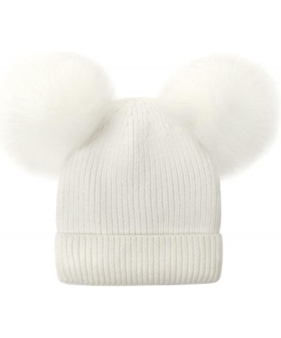 Warm Hat Hairball Eaves Womens Ear Winter Woolen Knitted No Hat Baseball Caps Hat Organizer for Baseball Caps White-a $14.96 ...