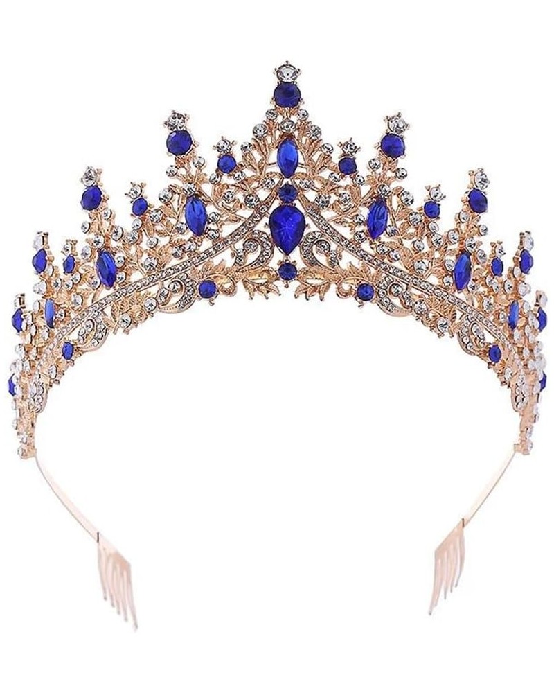 Red And Blue Crystal Crown Headbands Luxury Hair Accessories Bridal Prom Queen Crown For Women Wedding Tiara blue $17.17 Head...