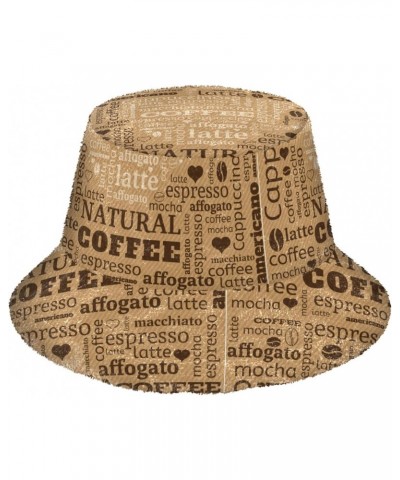 Coffee Cup Bucket Hat for Women Men Packable Bucket Hat Unisex Fishing Cap for Fall Winter Travel Outdoor $13.10 Bucket Hats