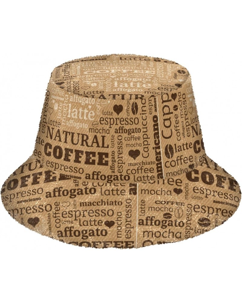 Coffee Cup Bucket Hat for Women Men Packable Bucket Hat Unisex Fishing Cap for Fall Winter Travel Outdoor $13.10 Bucket Hats