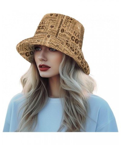 Coffee Cup Bucket Hat for Women Men Packable Bucket Hat Unisex Fishing Cap for Fall Winter Travel Outdoor $13.10 Bucket Hats