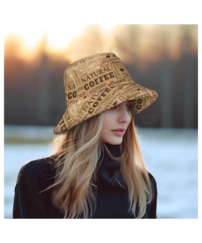 Coffee Cup Bucket Hat for Women Men Packable Bucket Hat Unisex Fishing Cap for Fall Winter Travel Outdoor $13.10 Bucket Hats