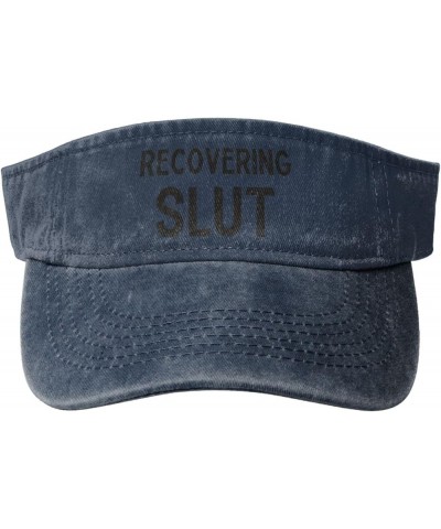 Recovering Slut Sport Sun Visor Hat for Women Men Adjustable Washed Cotton Ball Caps Empty Top Baseball Caps,Black Navy Blue ...