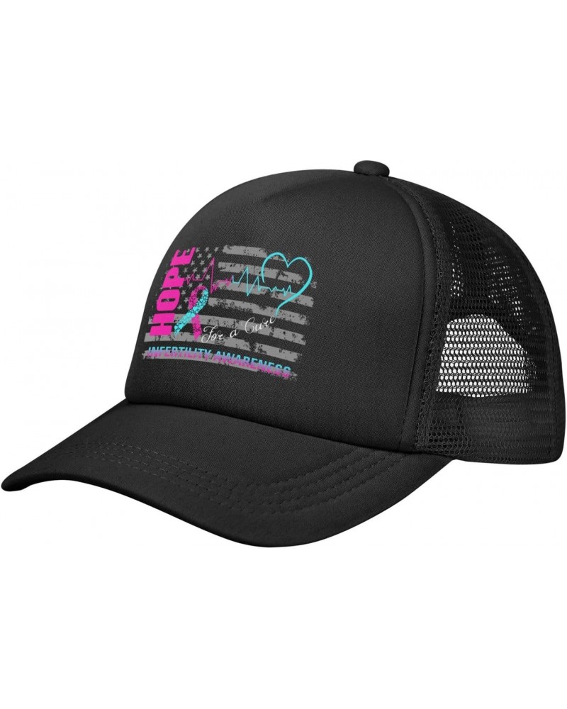 Hope for A Cure Infertility Awareness Baseball Cap Adjustable Casual Mesh Hats Duck Tongue Hat for Men Women84 Black $9.44 Ba...