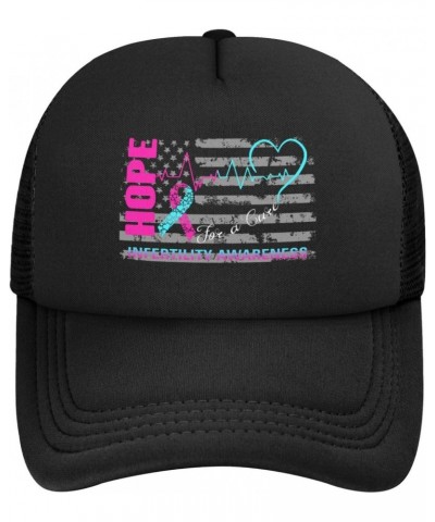 Hope for A Cure Infertility Awareness Baseball Cap Adjustable Casual Mesh Hats Duck Tongue Hat for Men Women84 Black $9.44 Ba...