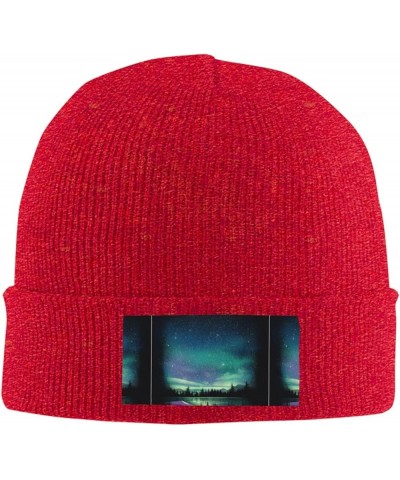 Celestial Night Sky Print Leisure Knitted Hat Warm Hat for Men Women & Kids& Elastic Daily Hat Beanie Cap Red $8.65 Skullies ...