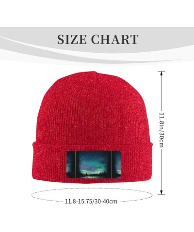 Celestial Night Sky Print Leisure Knitted Hat Warm Hat for Men Women & Kids& Elastic Daily Hat Beanie Cap Red $8.65 Skullies ...