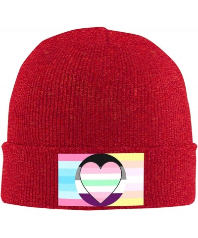 Transgender Pangender Asexual Pomoromantic Pride Flag Cozy Knitted Hat for Winter - Warm Comfort Black Red $14.60 Skullies & ...