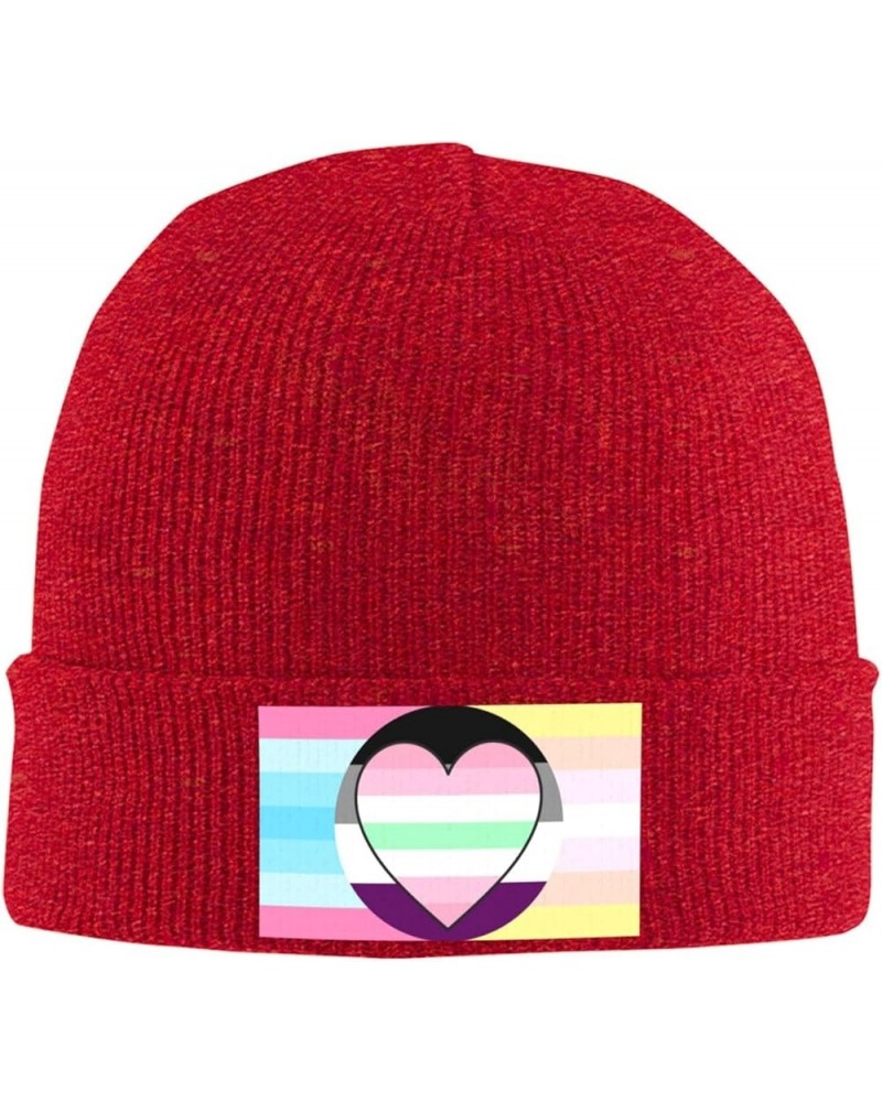 Transgender Pangender Asexual Pomoromantic Pride Flag Cozy Knitted Hat for Winter - Warm Comfort Black Red $14.60 Skullies & ...