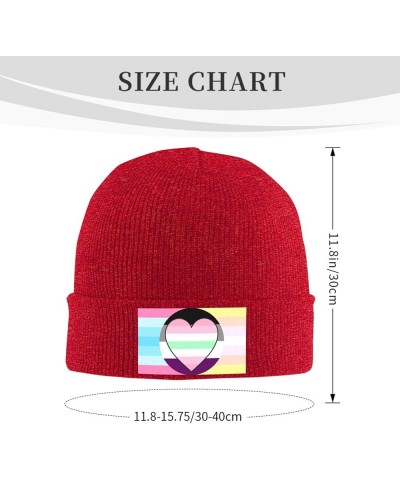 Transgender Pangender Asexual Pomoromantic Pride Flag Cozy Knitted Hat for Winter - Warm Comfort Black Red $14.60 Skullies & ...