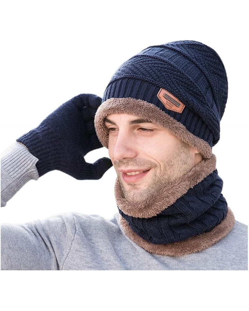 Knit Winter for Men Women Unisex Winter Hat with Lined for Men and Women Unisex Knit Hat Winter Navy $7.12 Skullies & Beanies