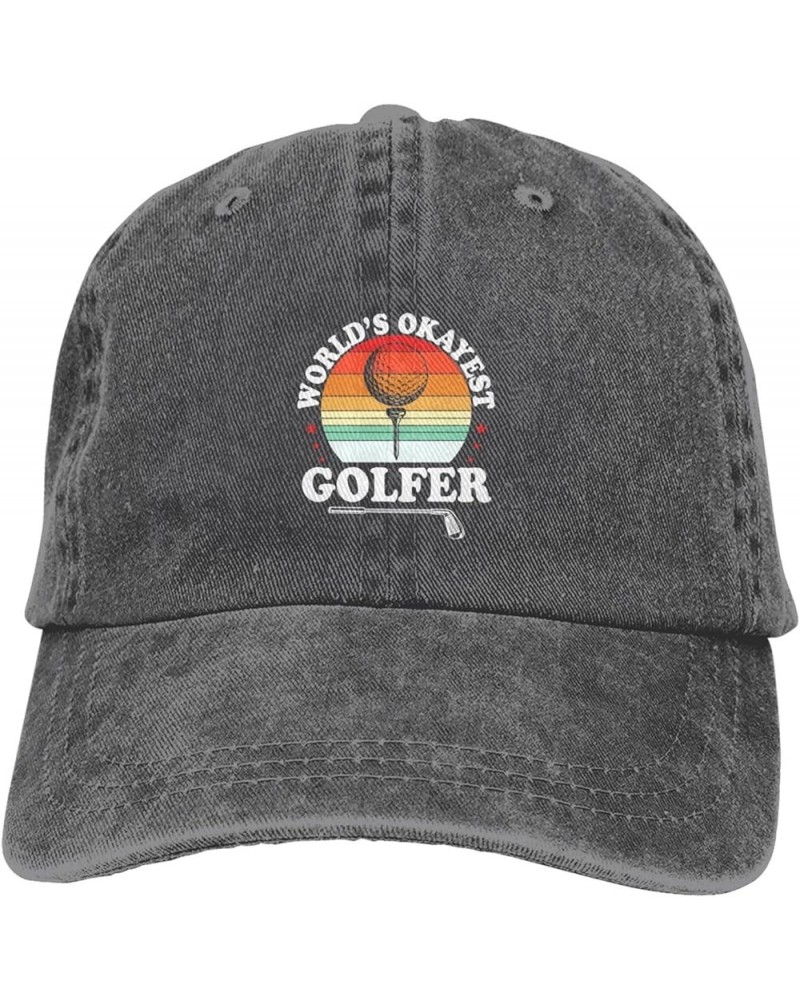 World's Best Golfer Men Women Hat Black Washed Denim Cotton Vintage Cowboy Baseball Cap Adjustable Truckr Hats Deep Heather $...