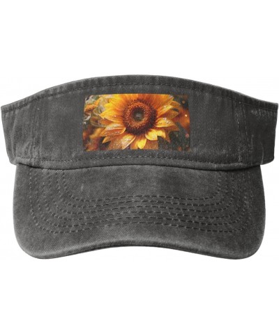 Sunflower Beauty Print Ladies' Washed Denim Open-Top Hat for Outdoor Decorations and Daily Use $13.97 Sun Hats