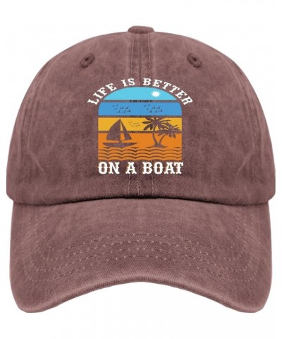 Life is Better On A Boat Sun Hat Runners Hat Pigment Black Hat for Women Gifts for Daughter Golf Cap Wine Red6 $10.39 Basebal...