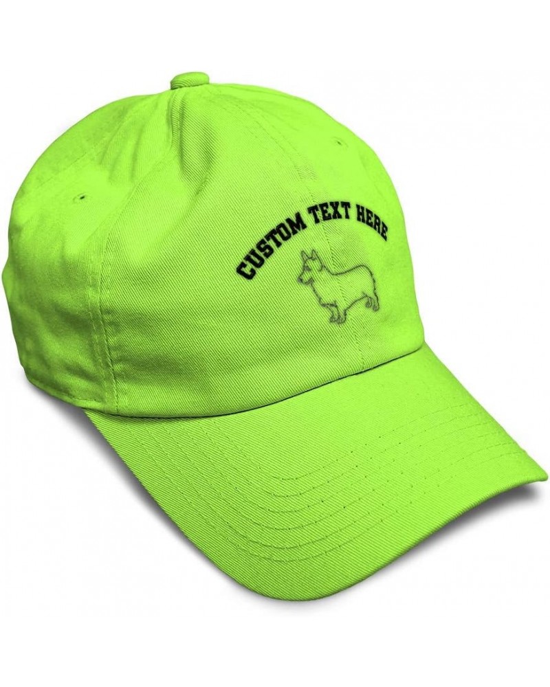 Soft Baseball Cap Domestic Pembroke Welsh Corgi Dogs Sideview Cotton Breed Dad Hats for Men & Women Lime Personalized Text He...