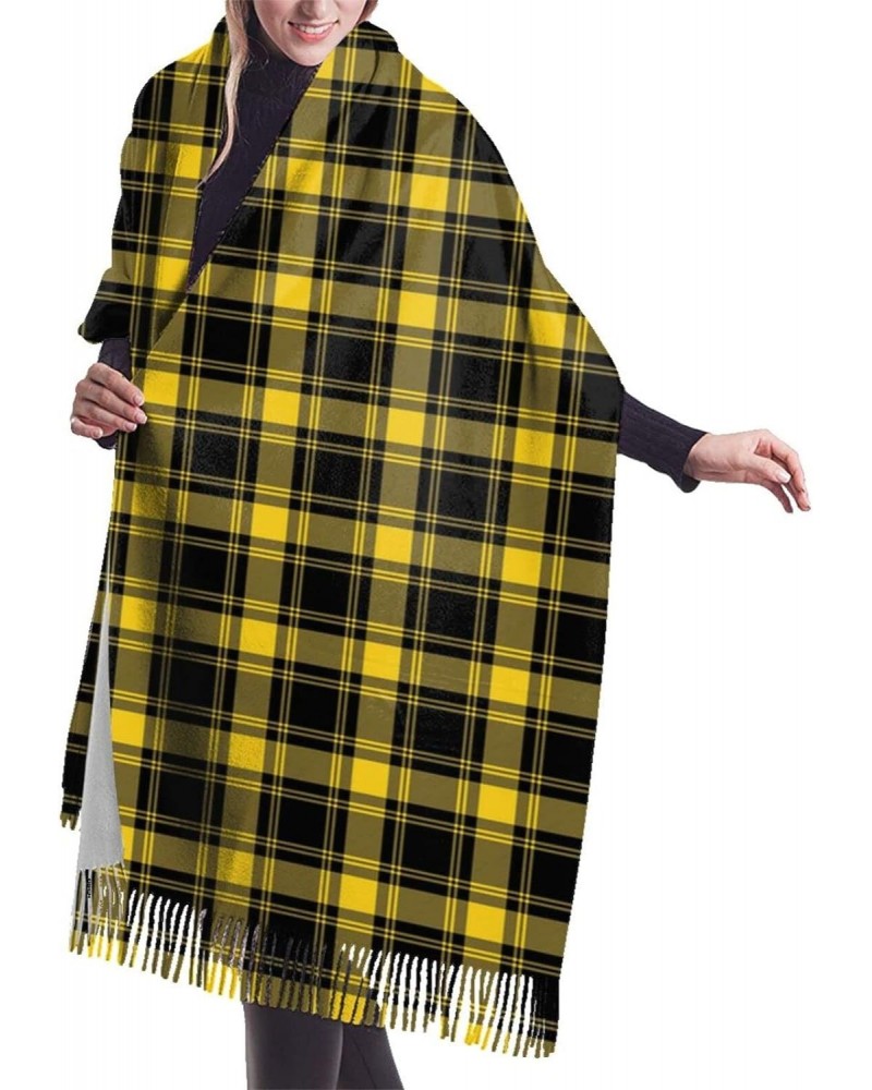 Women'S Long & Wide Black And Yellow Tartan Plaid Cashmere Feel Shawl Wrap Winter Warm Scarf 77x27inch $16.41 Scarves