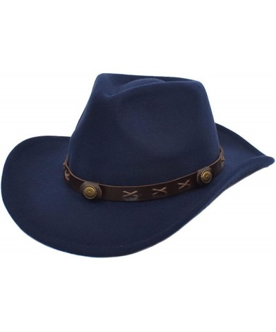 Cowboy Hat Men Cowgirl Hat Felt Hat Fedoras Hats for Women Navy Blue $23.18 Cowboy Hats