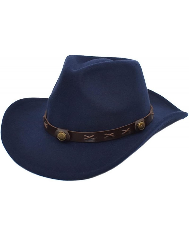 Cowboy Hat Men Cowgirl Hat Felt Hat Fedoras Hats for Women Navy Blue $23.18 Cowboy Hats