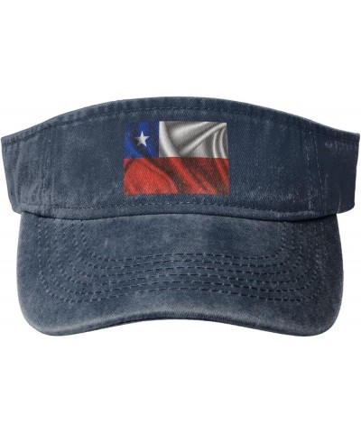 Silk Style Flag of Chile Sun Visor Hats for Women Men Sun Hat Vintage Golf Hat Adjustable Baseball Cap Navy Blue $12.63 Visors