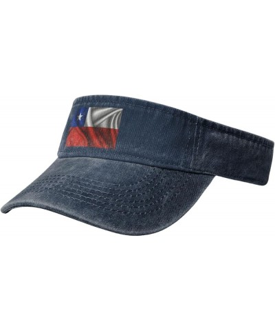 Silk Style Flag of Chile Sun Visor Hats for Women Men Sun Hat Vintage Golf Hat Adjustable Baseball Cap Navy Blue $12.63 Visors