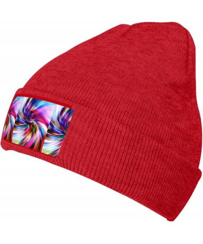 Colorful Tie Dye Print Leisure Knitted Hat Warm Hat for Men Women & Kids& Elastic Daily Hat Beanie Cap Red $8.99 Skullies & B...