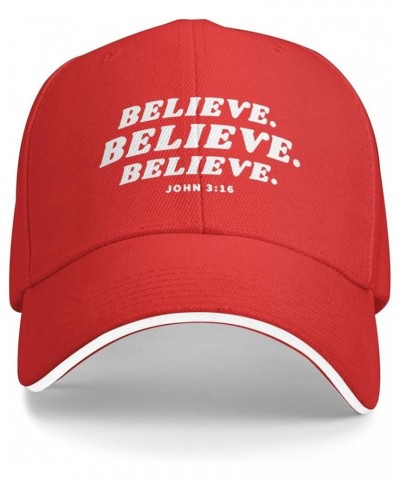 I Believe John 3-16 Hat Black Dad Hats Men Women Adjustable Funny Sandwich Baseball Cap Red $8.33 Baseball Caps