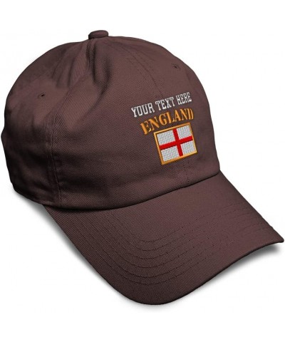 Soft Baseball Cap England Flag Embroidery Flags World Cup Soccer Cotton Embroidered Dad Hats for Men & Women Brown Personaliz...