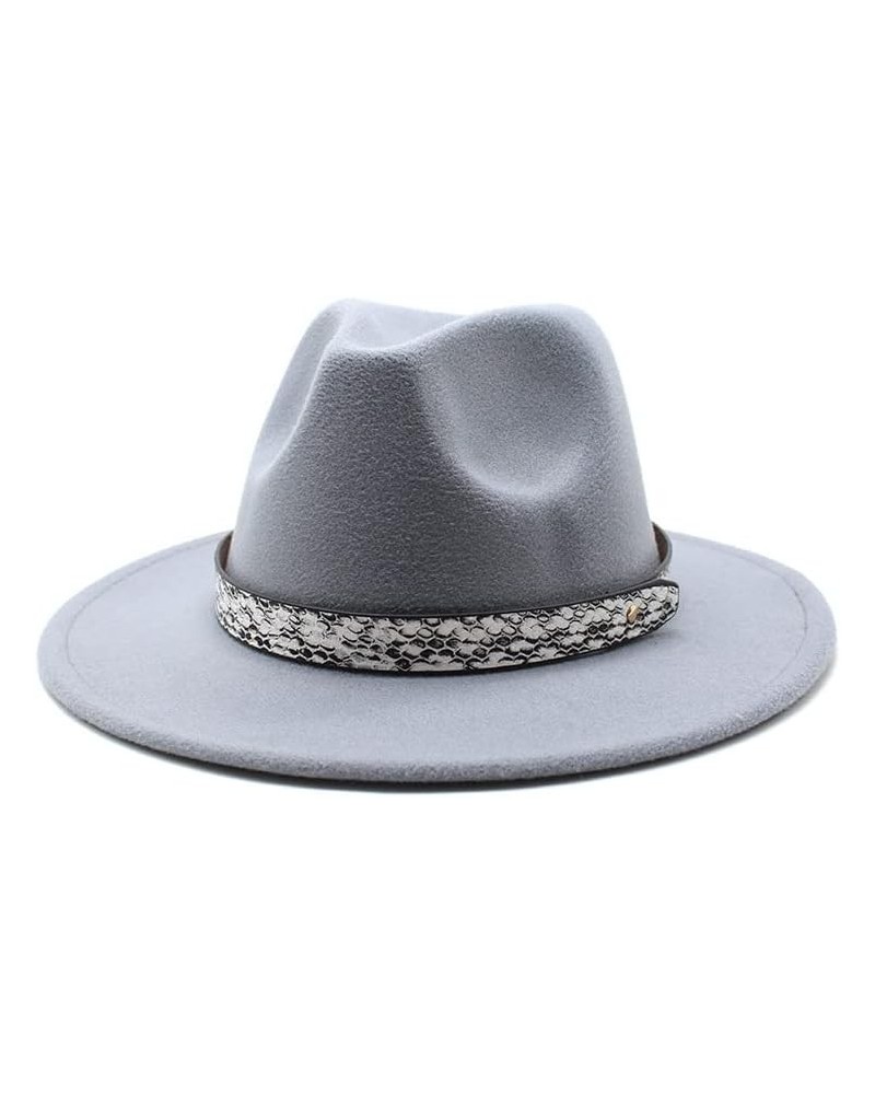 Cap Autumn and Winter New Big Brim Hat Fashion Flat Top Hat Men and Women's Woolen Jazz Hat Fengyan Cowboy Hats Light Grey $1...