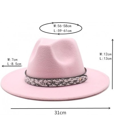 Cap Autumn and Winter New Big Brim Hat Fashion Flat Top Hat Men and Women's Woolen Jazz Hat Fengyan Cowboy Hats Light Grey $1...