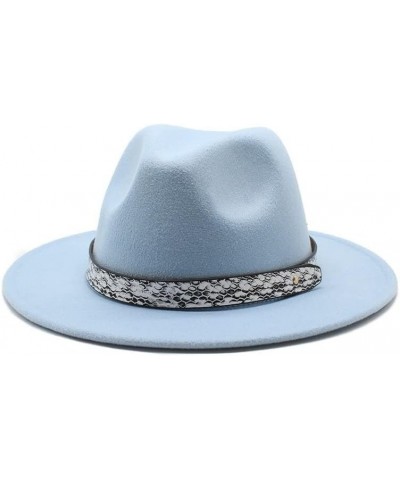 Cap Autumn and Winter New Big Brim Hat Fashion Flat Top Hat Men and Women's Woolen Jazz Hat Fengyan Cowboy Hats Light Grey $1...