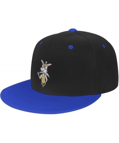 Fierce Rabbit with a Knife Baseball Cap for Men Women Snapback Hat Adjustable Flat Bill Hats Blue $14.58 Baseball Caps