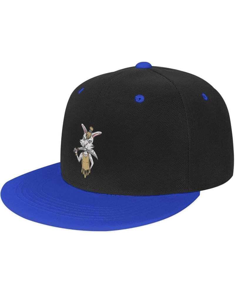 Fierce Rabbit with a Knife Baseball Cap for Men Women Snapback Hat Adjustable Flat Bill Hats Blue $14.58 Baseball Caps