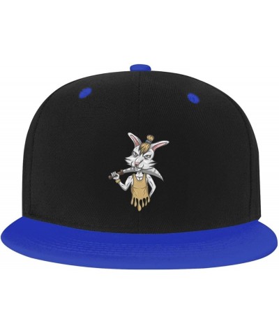 Fierce Rabbit with a Knife Baseball Cap for Men Women Snapback Hat Adjustable Flat Bill Hats Blue $14.58 Baseball Caps