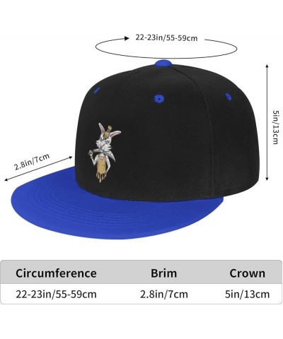 Fierce Rabbit with a Knife Baseball Cap for Men Women Snapback Hat Adjustable Flat Bill Hats Blue $14.58 Baseball Caps