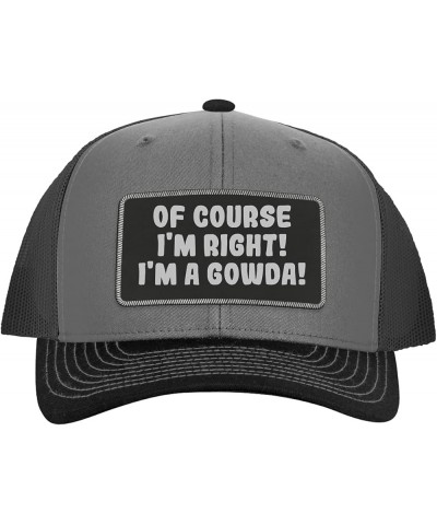 of Course I'm Right! I'm A Gowda! - Leather Black Patch Engraved Trucker Hat Grey/steel $16.21 Baseball Caps