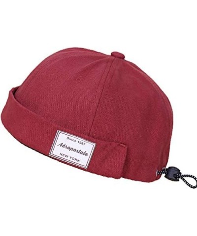 Unisex Cotton Lettering Print Dome Landlord Adjustable Brimless Hat Red $21.41 Skullies & Beanies