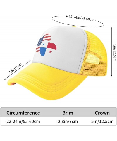 American Panama Flag Love Heart Mesh Baseball Cap Yellow $11.75 Baseball Caps