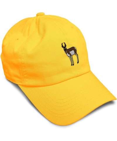 Soft Baseball Cap Pronghorn Embroidery Wild Animals Pronghorn Embroidery Cotton Dad Hats for Men & Women Golden Yellow Design...