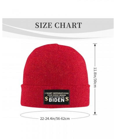 I Want Reparations from Every Moron That Voted for Biden Warm Knit Hat Cap Fashion for Men Women Red $14.36 Skullies & Beanies