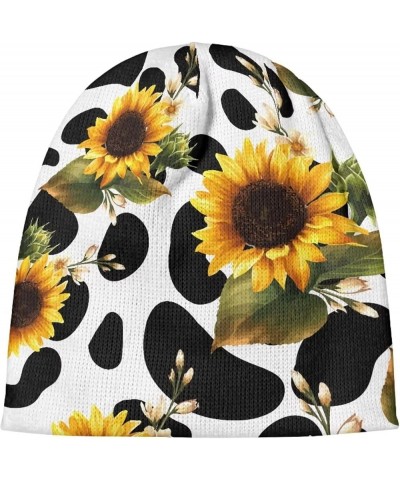 JEOCODY Beanies Winter Hats for Women Men Sunflower Cow Print $10.63 Skullies & Beanies