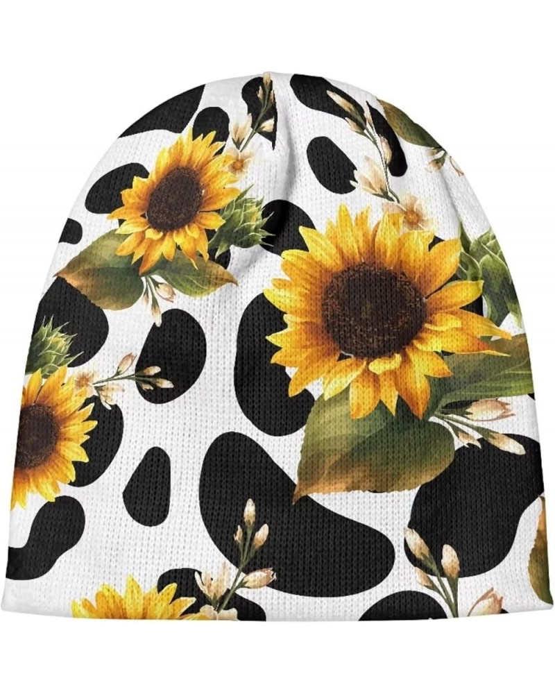 JEOCODY Beanies Winter Hats for Women Men Sunflower Cow Print $10.63 Skullies & Beanies